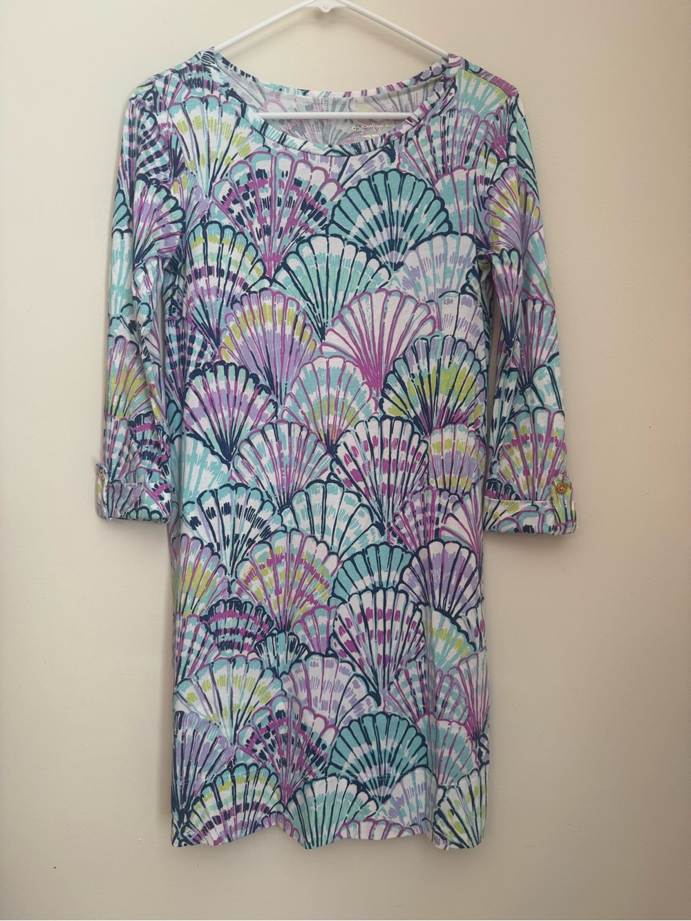Lilly Pulitzer Linden Dress Oh Shello Shell Print 100% Pima Cotton Women’s XS